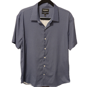 Bonobos Standard Fit Blue and White Patterned Button-Down Short Sleeve Shirt